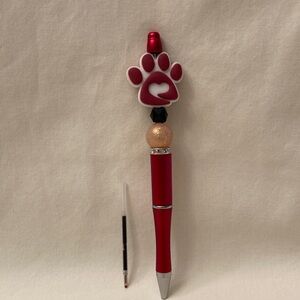 Red Paw Print Pen with Heart Accent